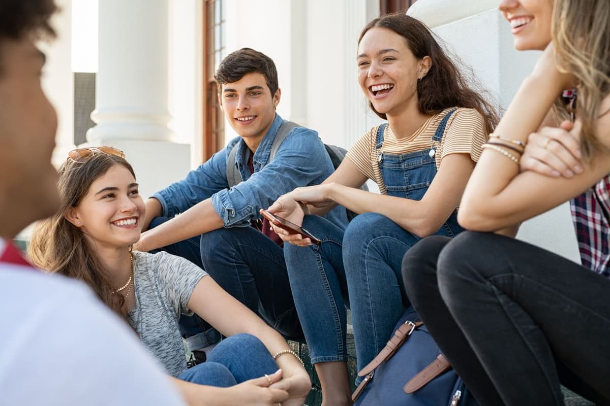 group of friends having conversation