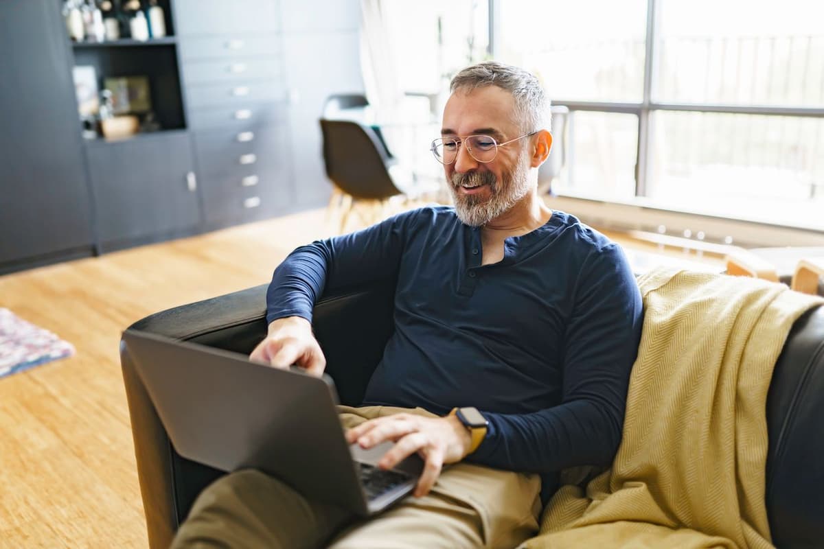 man having a meeting online