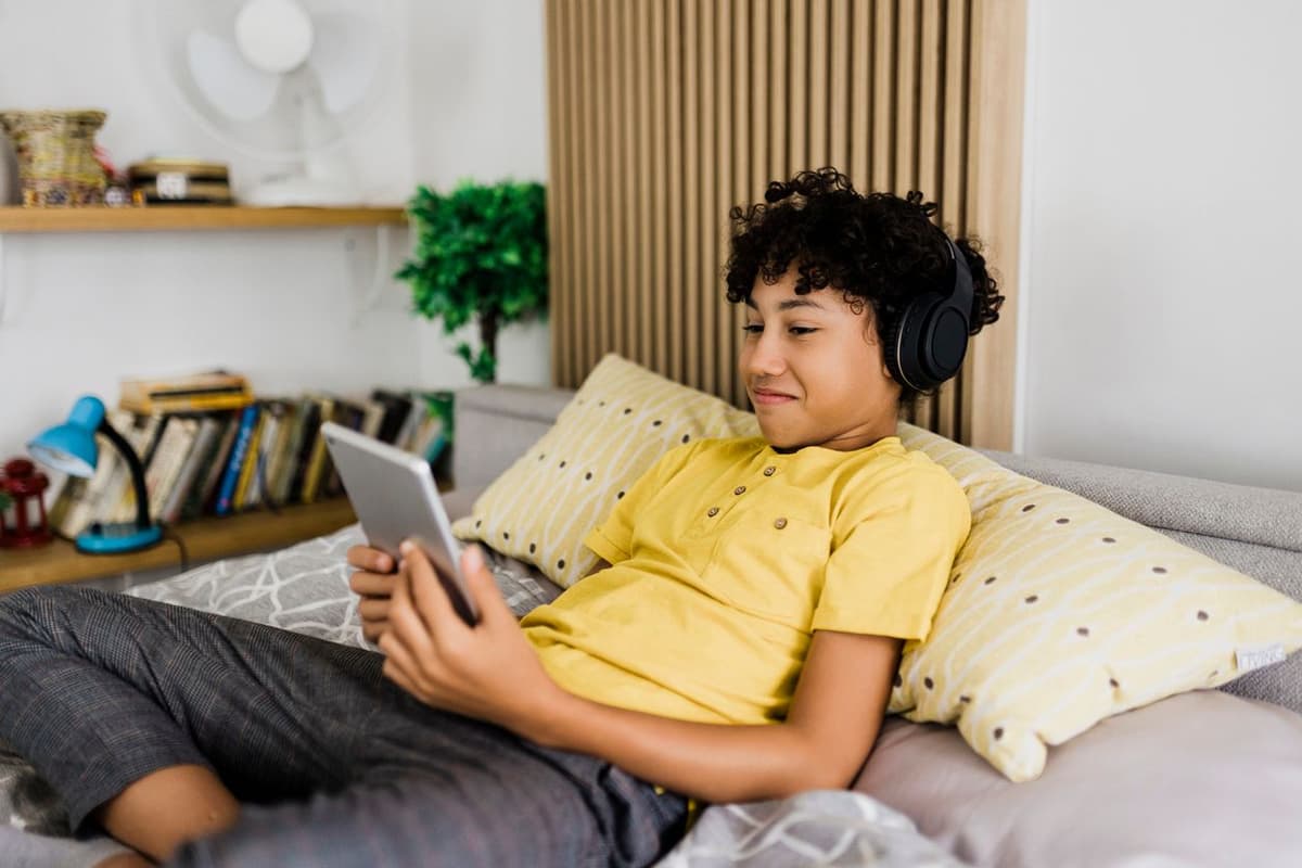teen listening to music