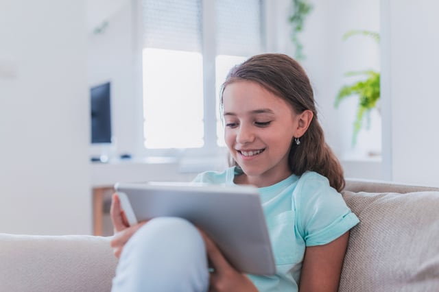 Young girl on a tablet computer
