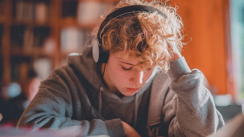 Student with ADHD doing homework