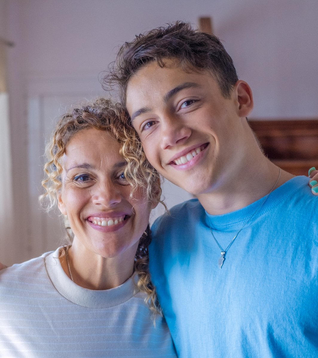 Mom and teen son