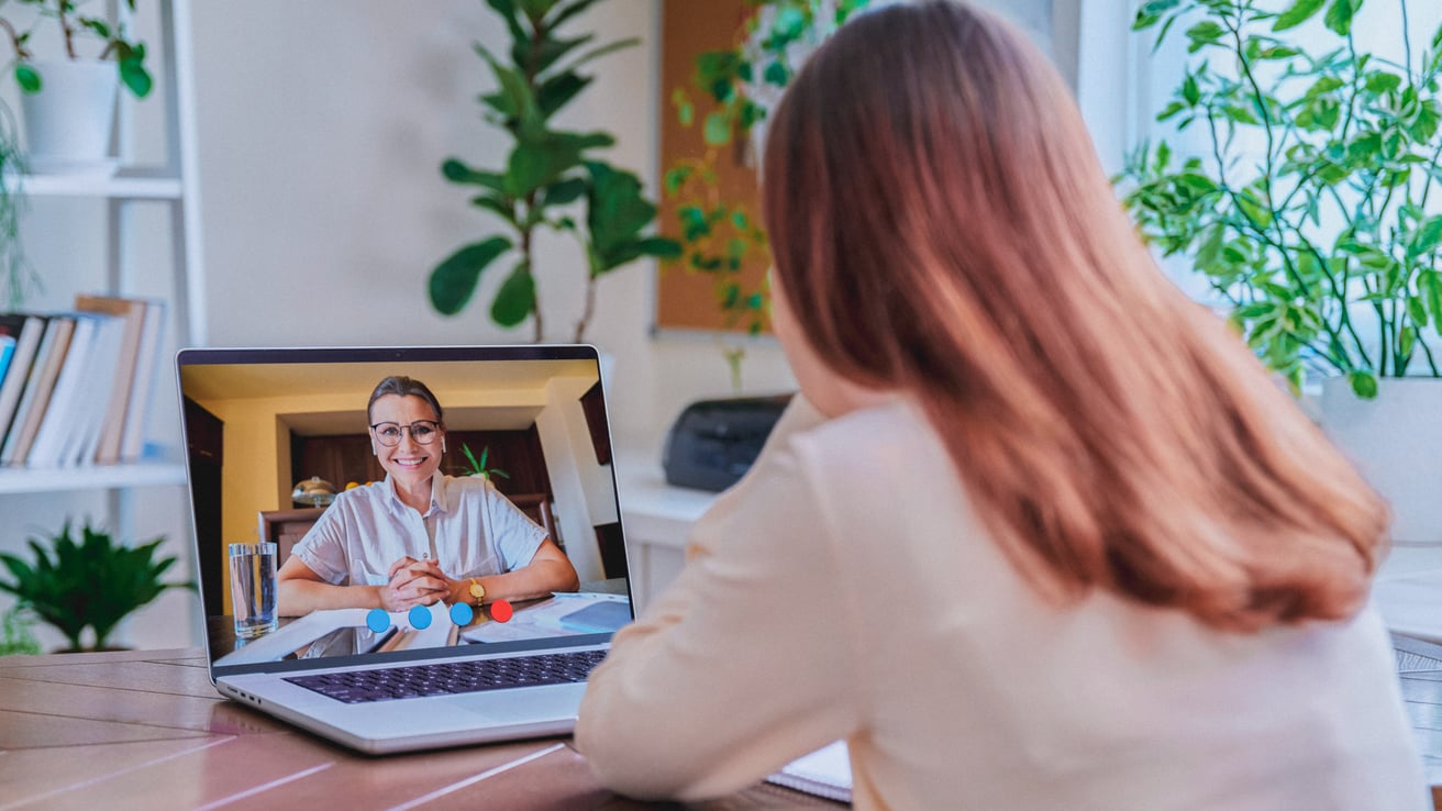 Teen in an online therapy session