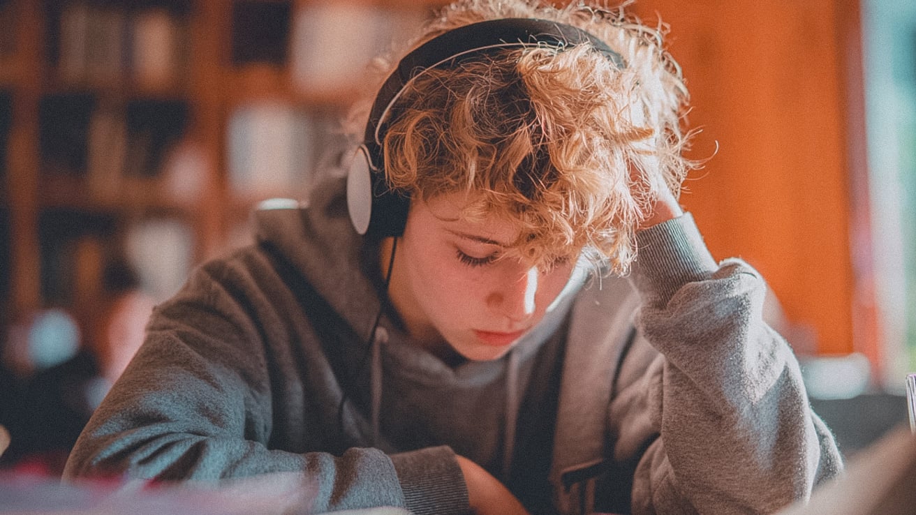 Student with ADHD doing homework