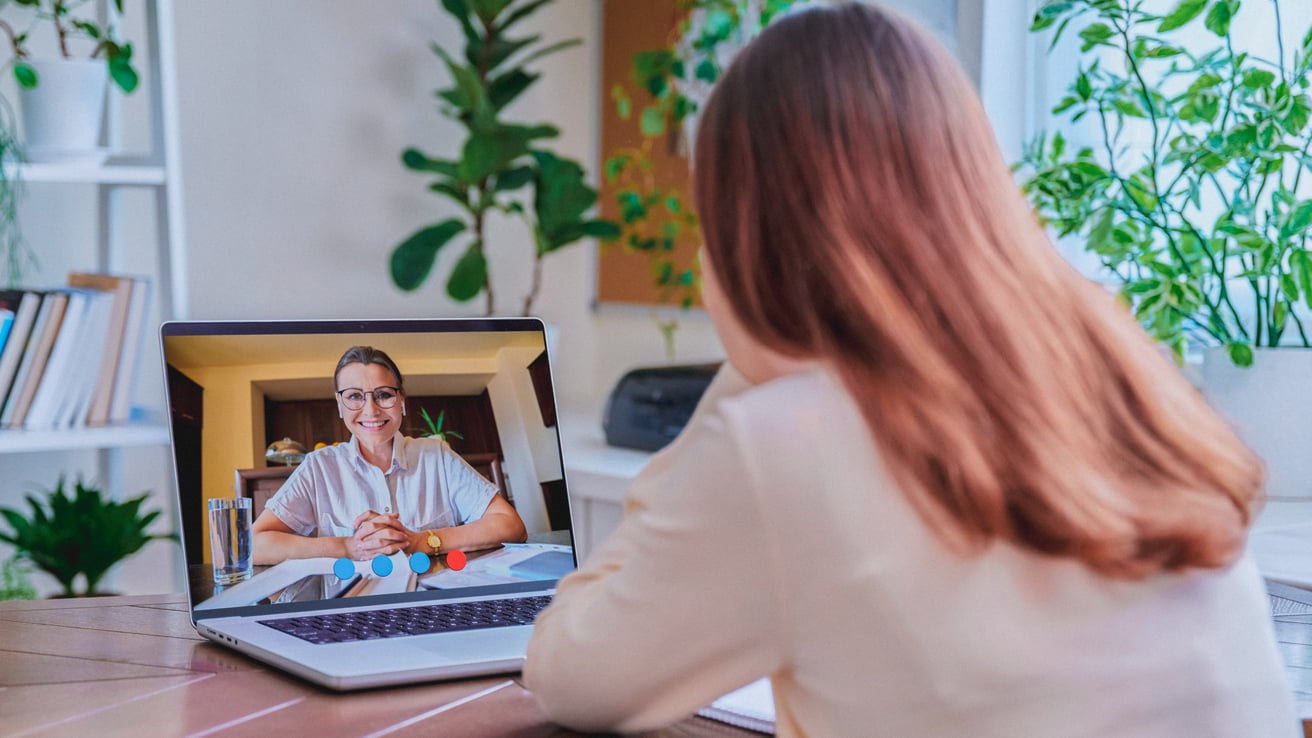 Teen in an online therapy session