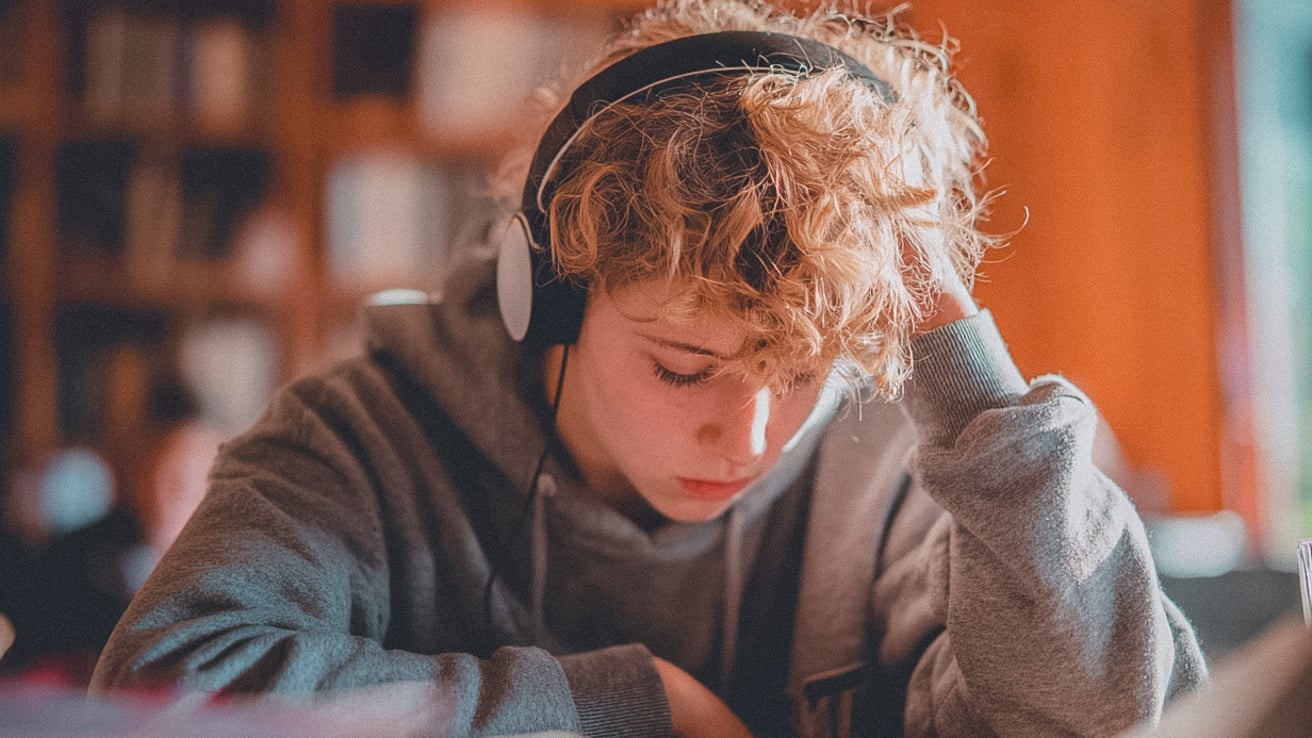 Student with ADHD doing homework