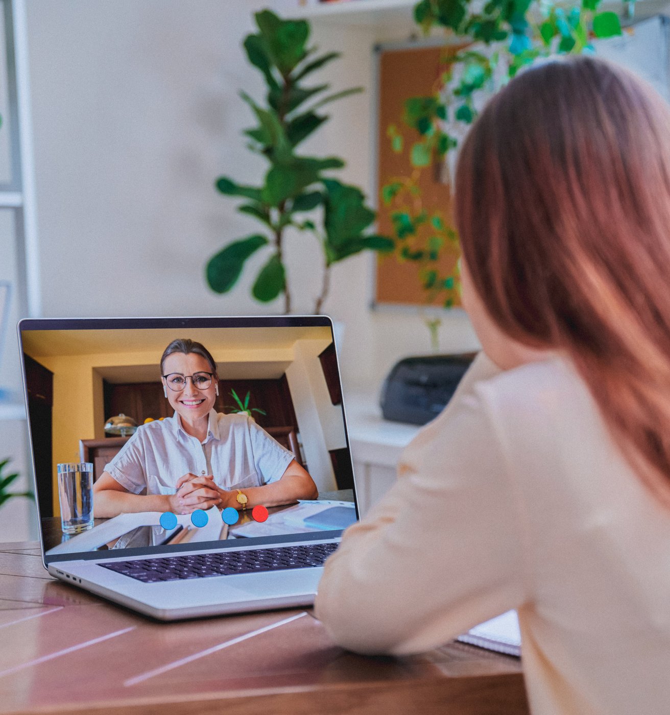 Teen in an online therapy session