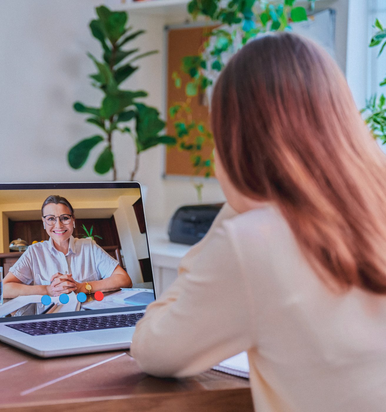 Teen in an online therapy session