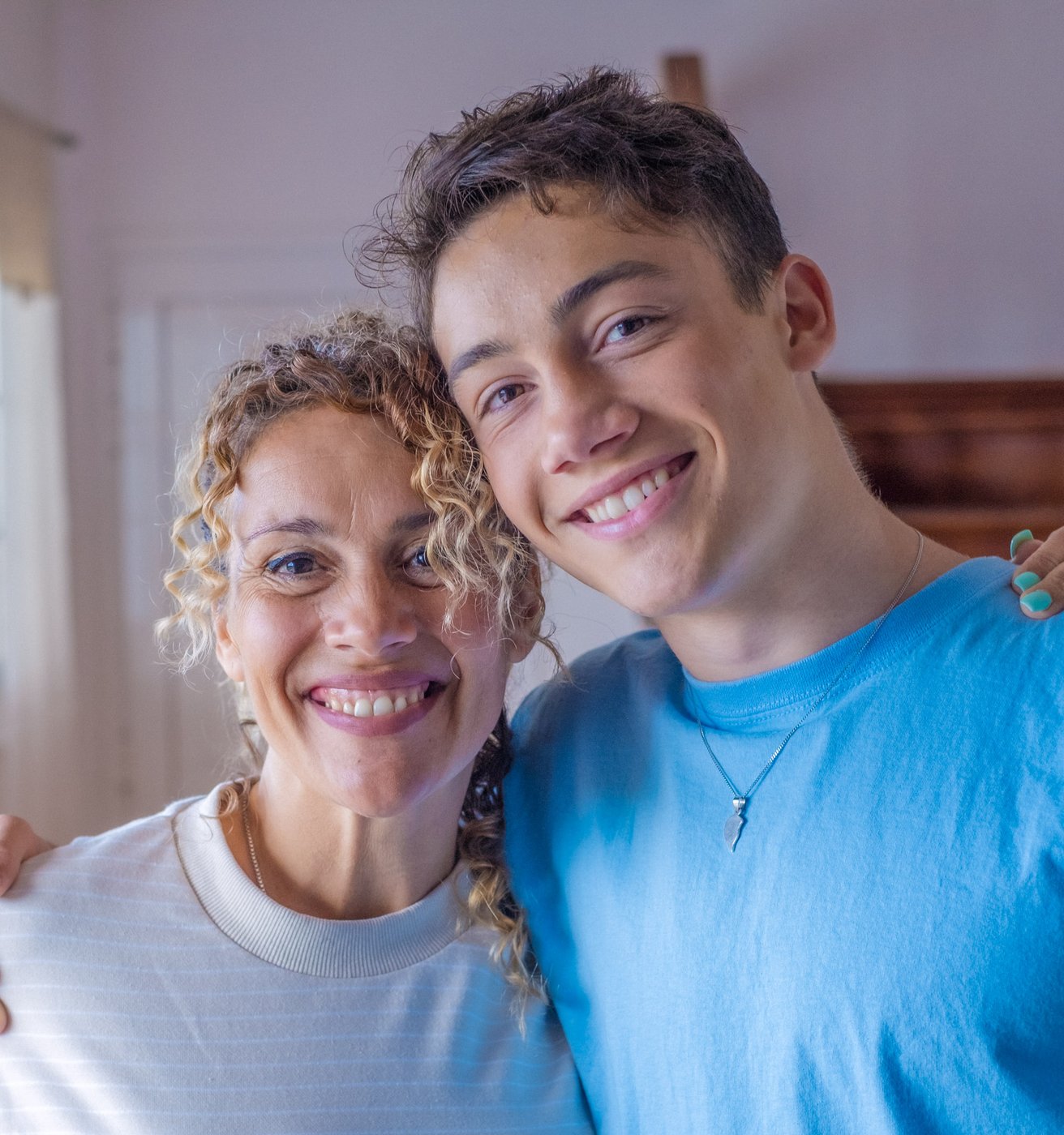 Mom and teen son