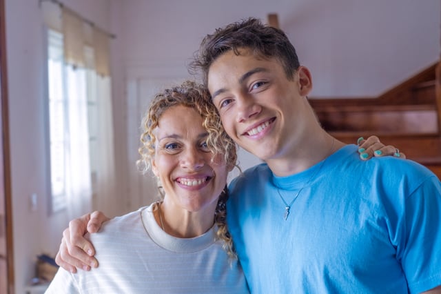 Mom and teen son