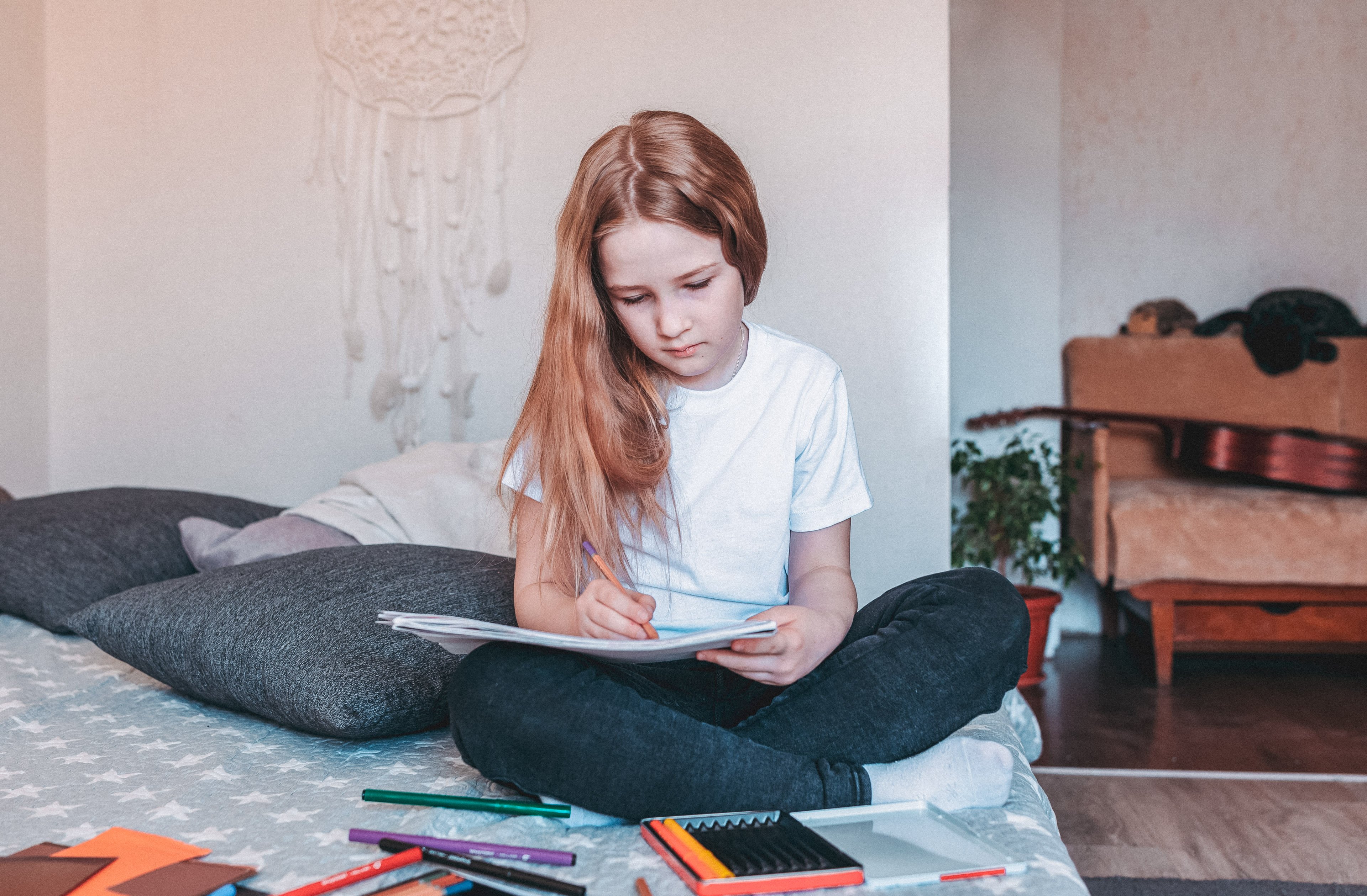 Kid with ADHD drawing