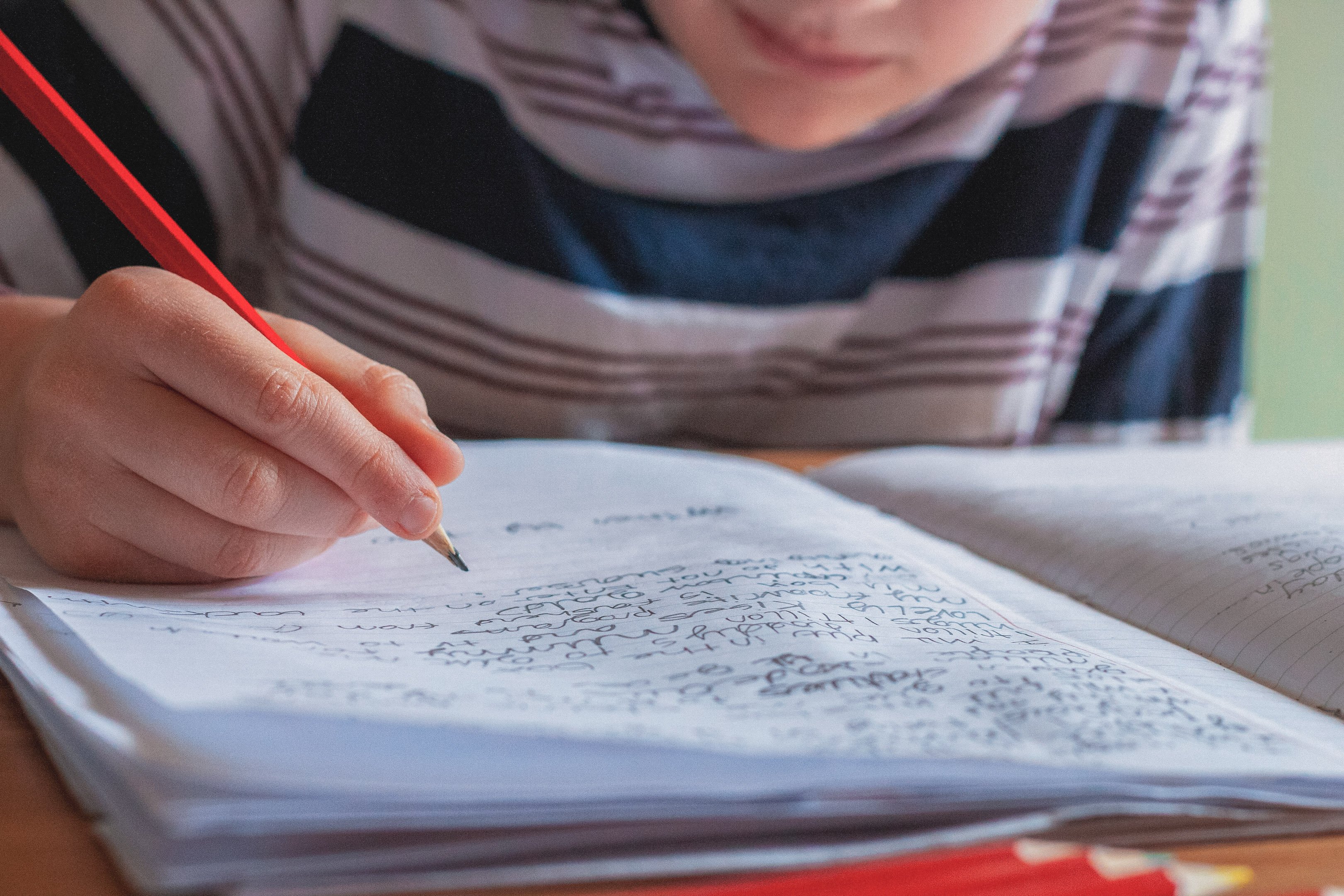 Kid writing in his journal