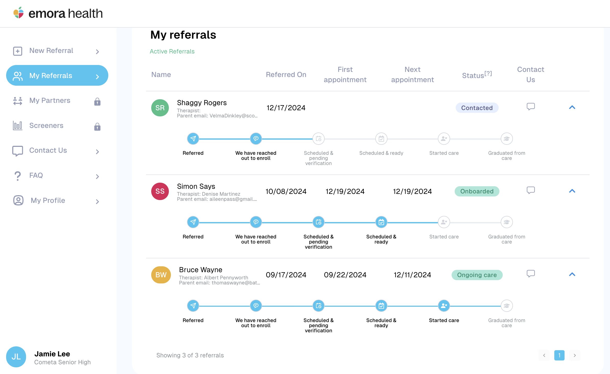 emora dashboard screenshot