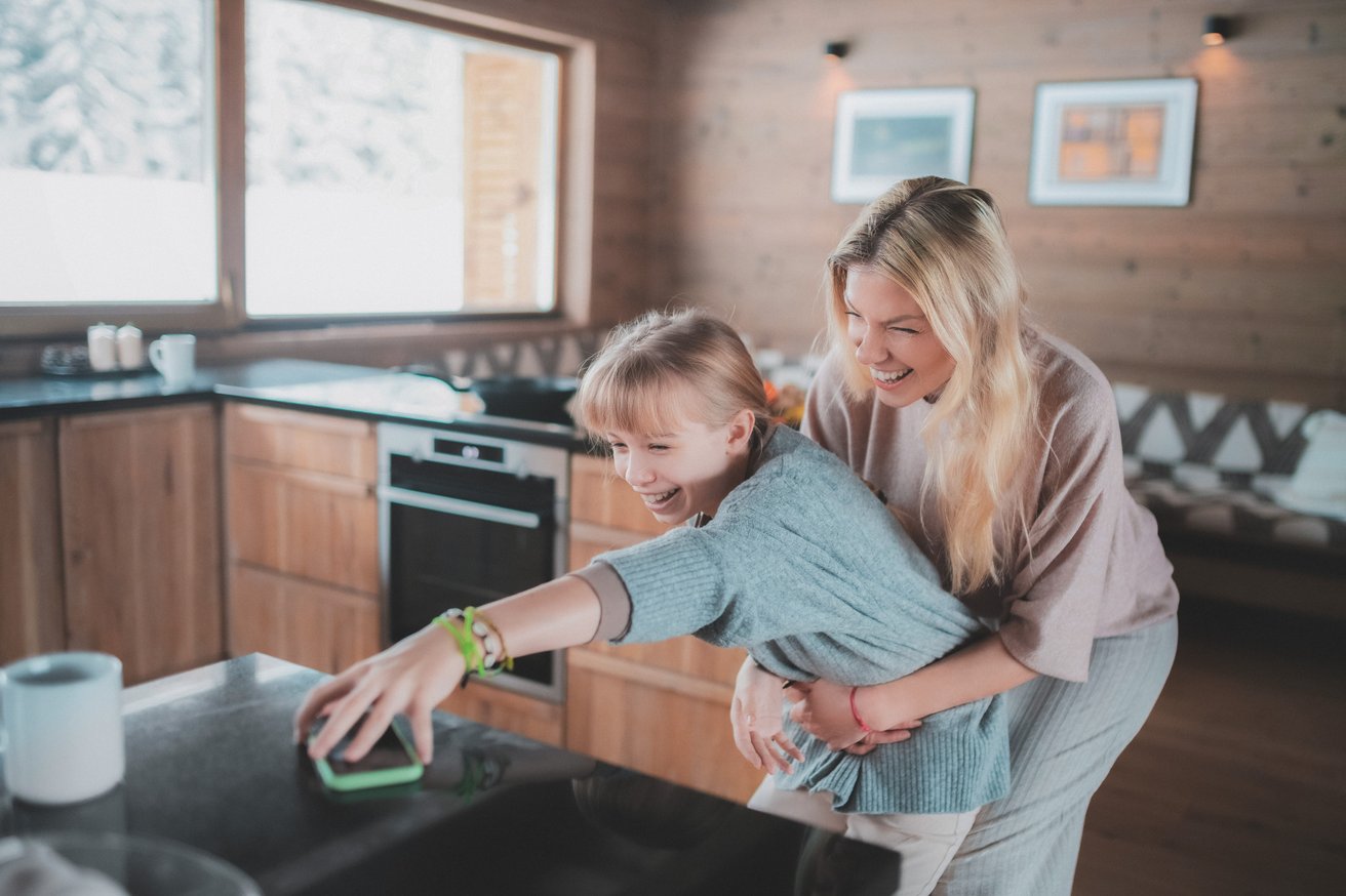 Mom joking with her daughter
