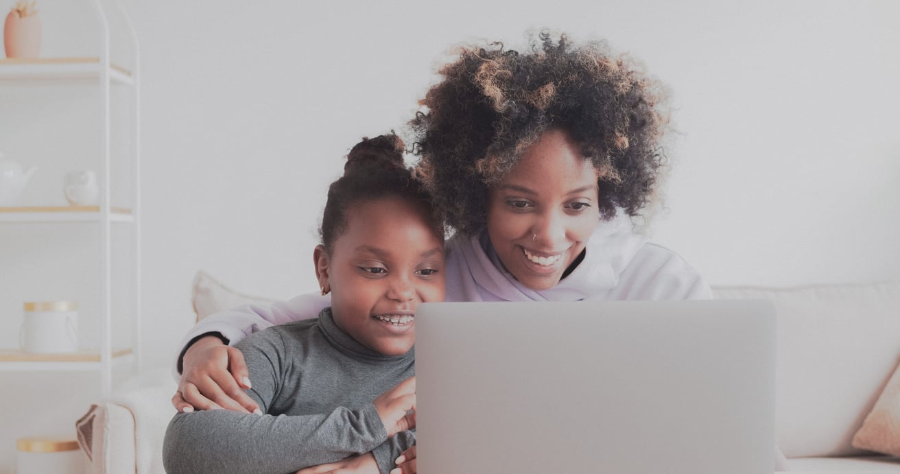 Parent and child in online therapy session