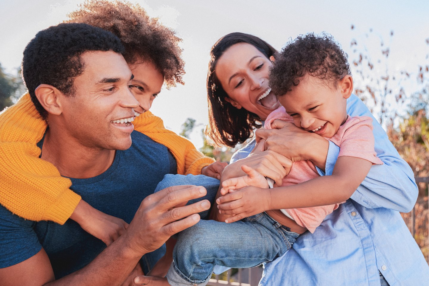 Family having fun outside