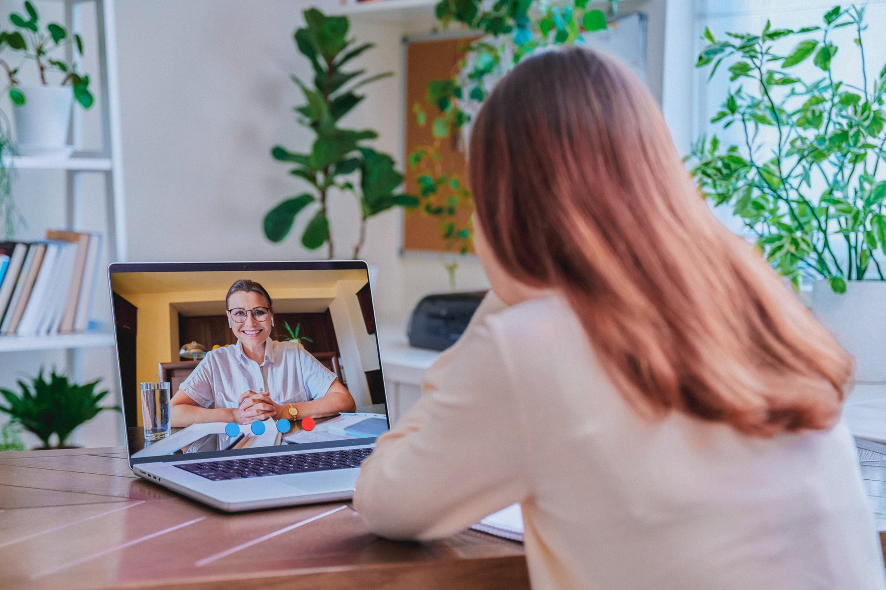 Teen in an online therapy session