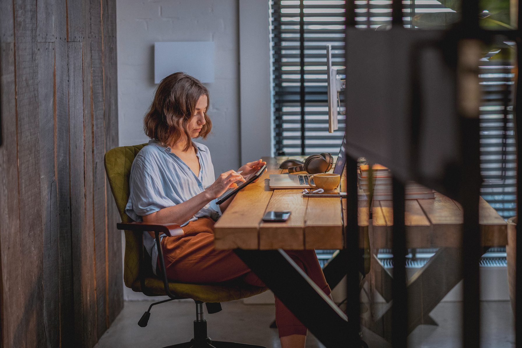 Therapist finishing her notes after a therapy session
